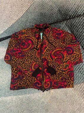 Vintage Climate Zone Vibrant Paisley & Leopard Print Zip Jacket Size 14/16
